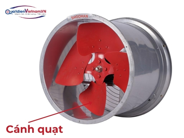 Cánh quạt 4 lá, hợp kim thép, sơn tĩnh điện, thiết kế cong khí động học