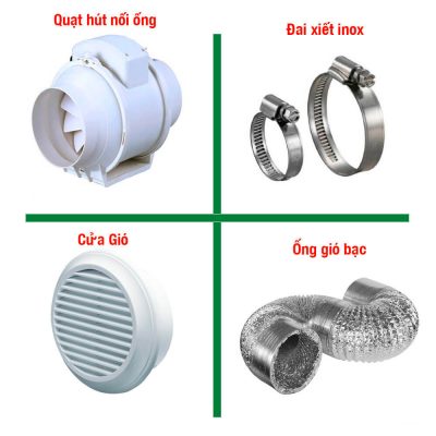 linh kiện cấp khí tươi linh kiện quạt hút nối ống gió shp