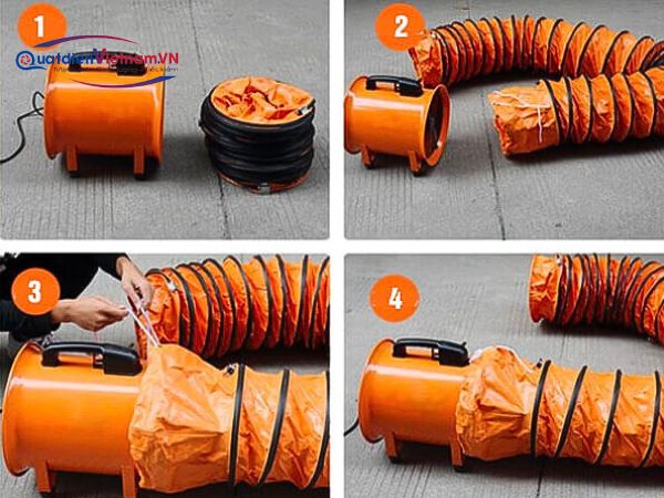 Quạt hút gió xách tay công nghiệp deto DVT-50 ưu điểm dỡ dàng lắp ráp
