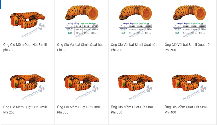 Ống gió vải bạt Simili ong gio mem qua hut xach tay
