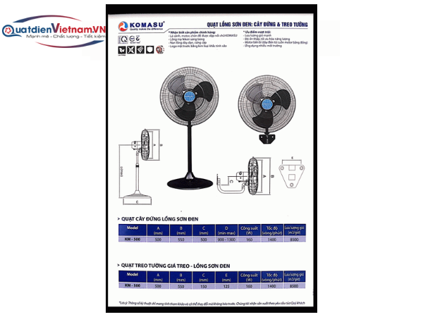 Quạt treo tường KOMASU KM500S