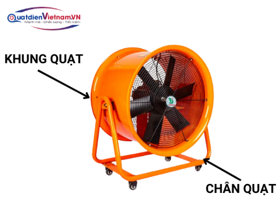 Quạt hút di động Deton Phi 500 có khung và chân chắc chắn