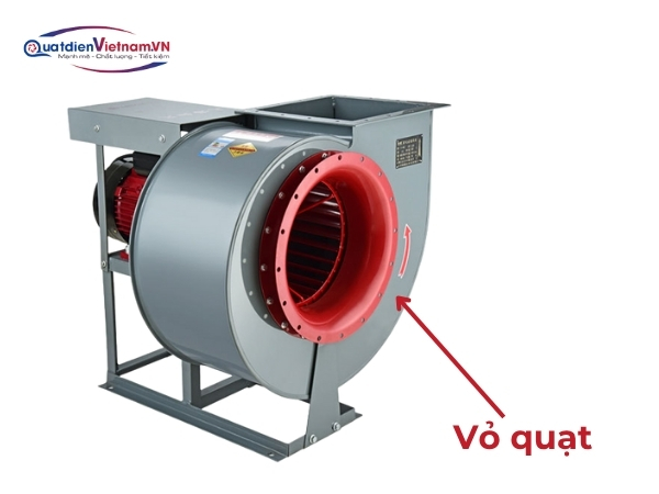 Vỏ quạt thép cacbon hoặc inox, thiết kế xoắn ốc tối ưu dòng khí