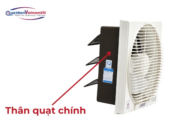 Thân quạt chính, chứa động cơ và bộ phận điện tử