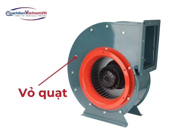 Vỏ quạt thép CT3 3-4mm, sơn tĩnh điện, thiết kế ốc xoắn tối ưu dòng khí