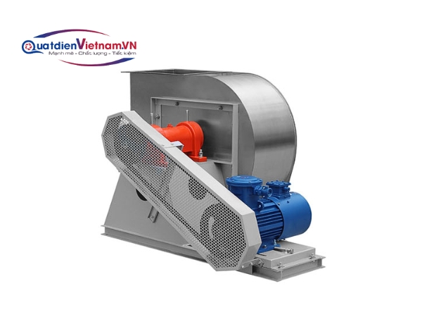 Motor nằm rời bên ngoài, kéo trục cánh thông qua dây curoa