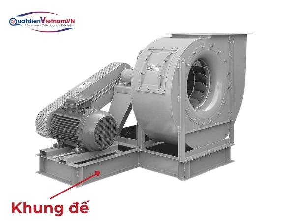 Khung đế thép chắc chắn, chịu lực tốt, dễ lắp đặt trong hệ thống thông gió