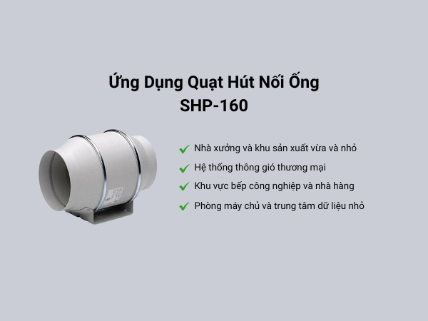 Ứng dụng quạt hút nối ống SHP-160