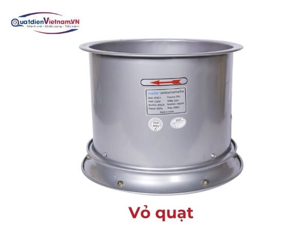 Vỏ quạt thép 1.5mm, sơn tĩnh điện chống ăn mòn, thiết kế tròn tối ưu khí động học