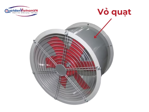Vỏ quạt thép CT3 phi 300mm, sơn tĩnh điện, thiết kế khí động học, khung chống rung