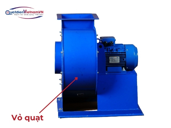 Vỏ quạt thép CT3, sơn tĩnh điện màu xanh dương, giảm rung lắc khi vận hành