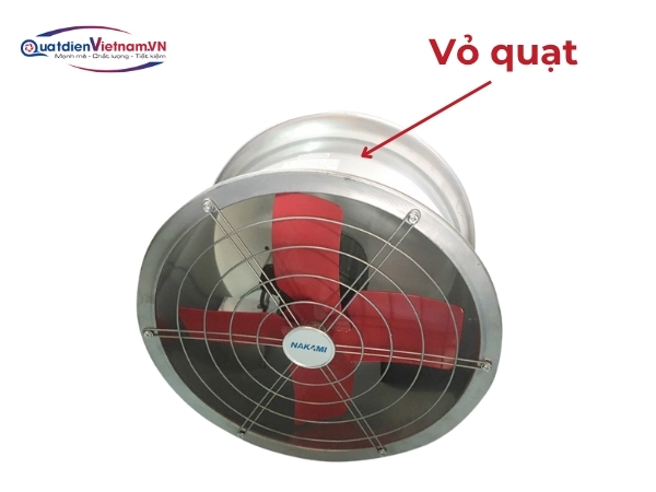Vỏ quạt thép dày, sơn tĩnh điện, bảo vệ động cơ và cánh quạt khỏi bụi, ẩm mốc, nhiệt độ cao