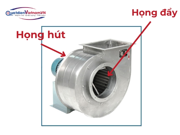 Họng hút và họng đẩy kết nối ống dẫn khí