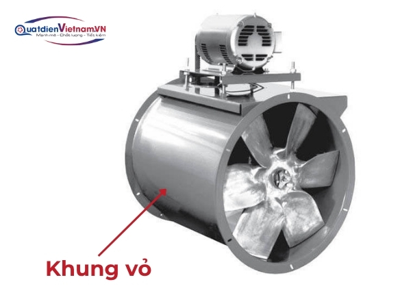 Khung vỏ inox 304, độ dày 1.2mm, bảo vệ cơ cấu và tối ưu hóa luồng gió