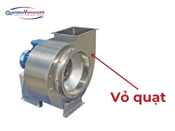 Vỏ quạt inox 304 hoặc thép CT3, sơn tĩnh điện chống ăn mòn