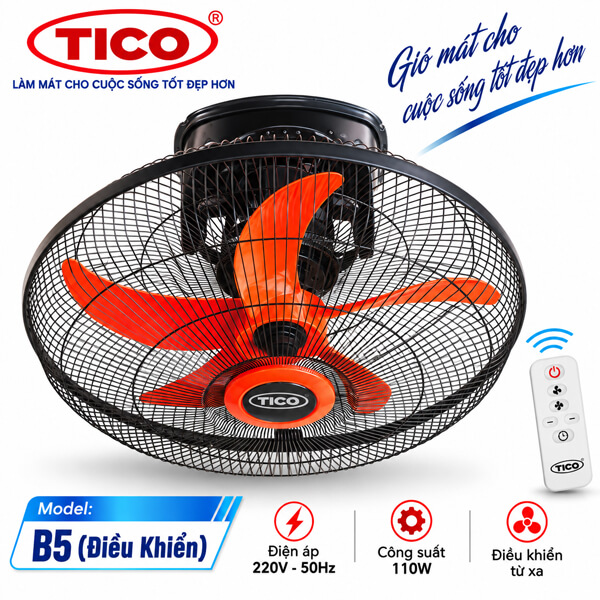 Quạt đảo trần TICO B5 có điều khiển
