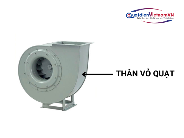 Thân vỏ quạt thép SS400 sơn tĩnh điện bền chắc, chống ăn mòn tối ưu.