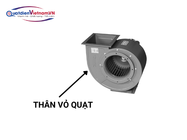 Thân quạt thép CT3 bền chắc, sơn tĩnh điện chống ăn mòn, lý tưởng cho môi trường công nghiệp khắc nghiệt.