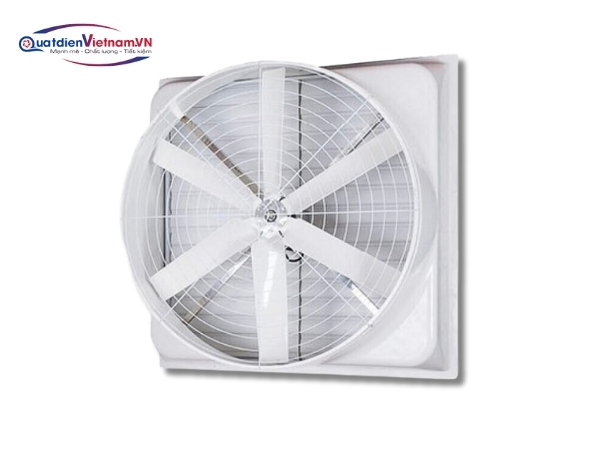 Quạt thông gió vuông Composite kết hợp với chuyển động trực tiếp giữa động cơ và cánh quạt, hoạt động với độ ồn thấp, tiết kiệm năng lượng