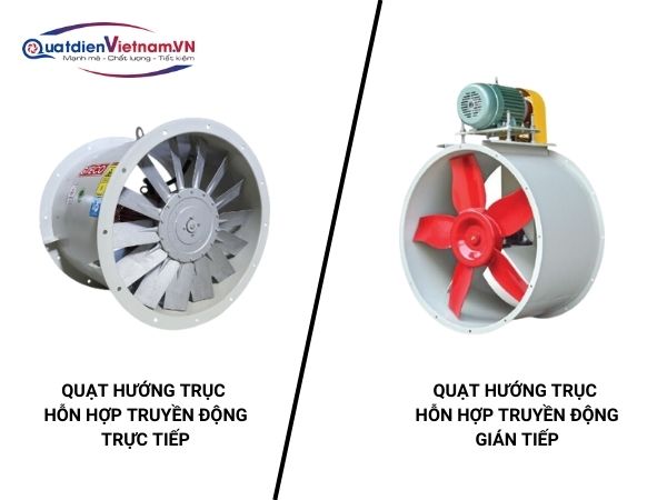 Quạt hướng trục hỗn hợp truyền động gián tiếp và trực tiếp có nhiều điểm khác nhau về cấu tạo