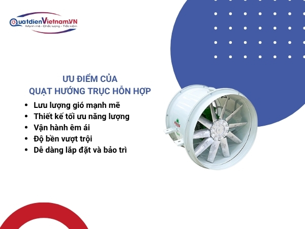 Ưu điểm của quạt hướng trục hỗn hợp