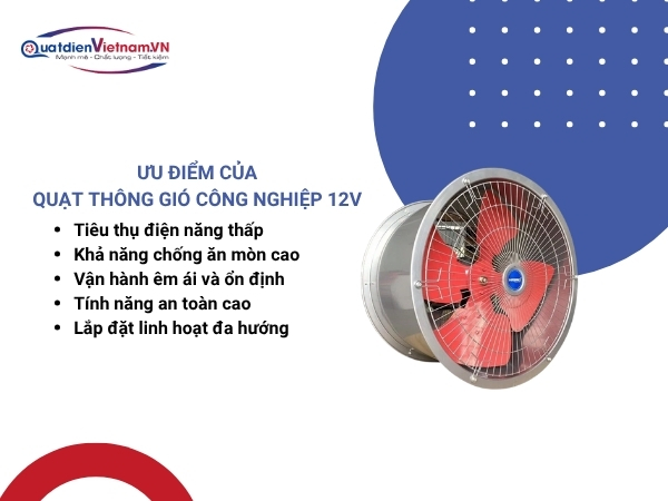 Ưu điểm vượt trội của quạt thông gió công nghiệp 12V