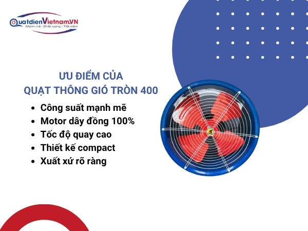Ưu điểm vượt trội của quạt thông gió 400