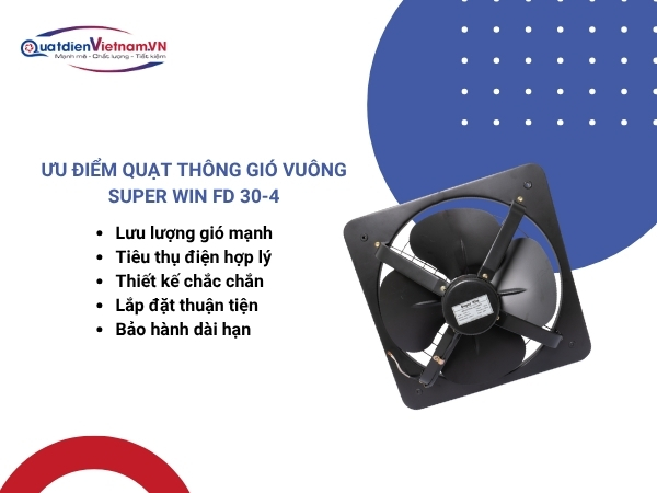 5 ưu điểm vượt trội của quạt thông gió vuông Super Win FD30-4