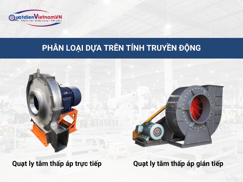 Phân loại quạt ly tâm thấp áp dựa trên tính truyền động