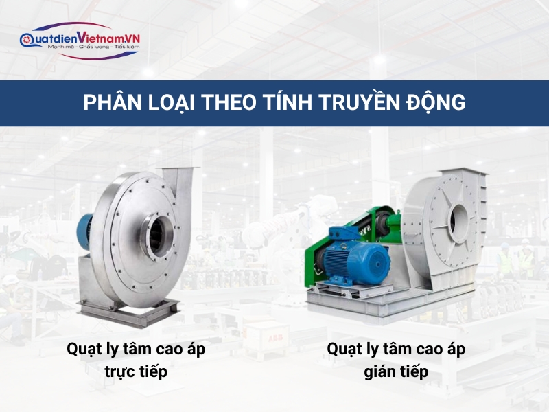 Phân loại dựa theo tính truyền động của quạt ly tâm cao áp