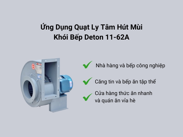 Ứng dụng Quạt ly tâm hút mùi khói bếp Deton 11-62A