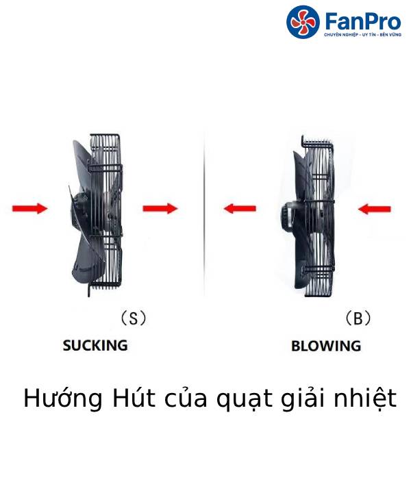 huong hut cua quat giản nhiet dan nong