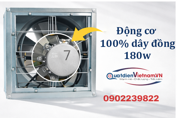 Động cơ quạt hút công nghiệp 400x400 được cam kết 100% dây đồng cho chất lượng cao.