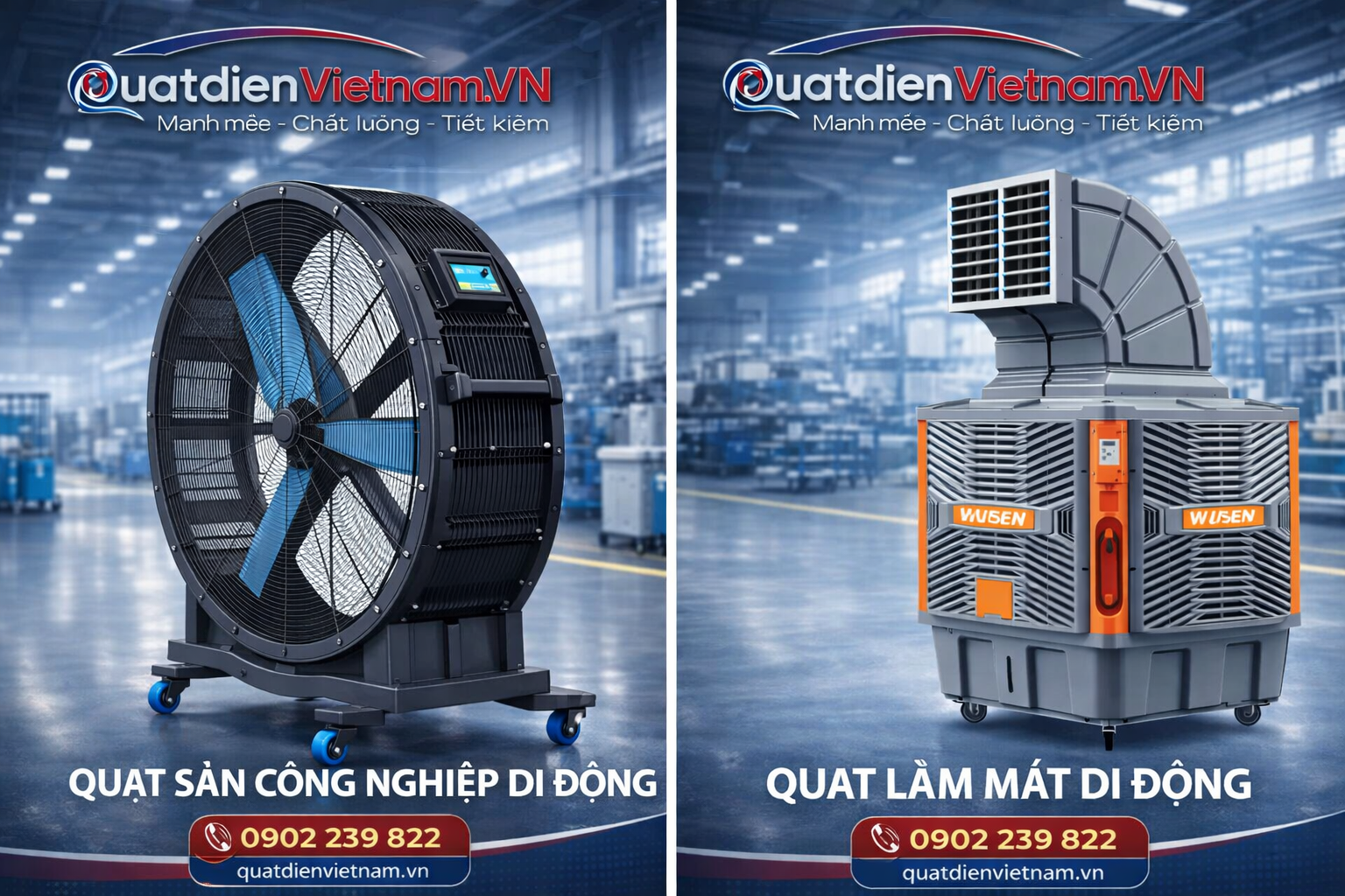 quat hơi nuoc và quat san cong nghiep