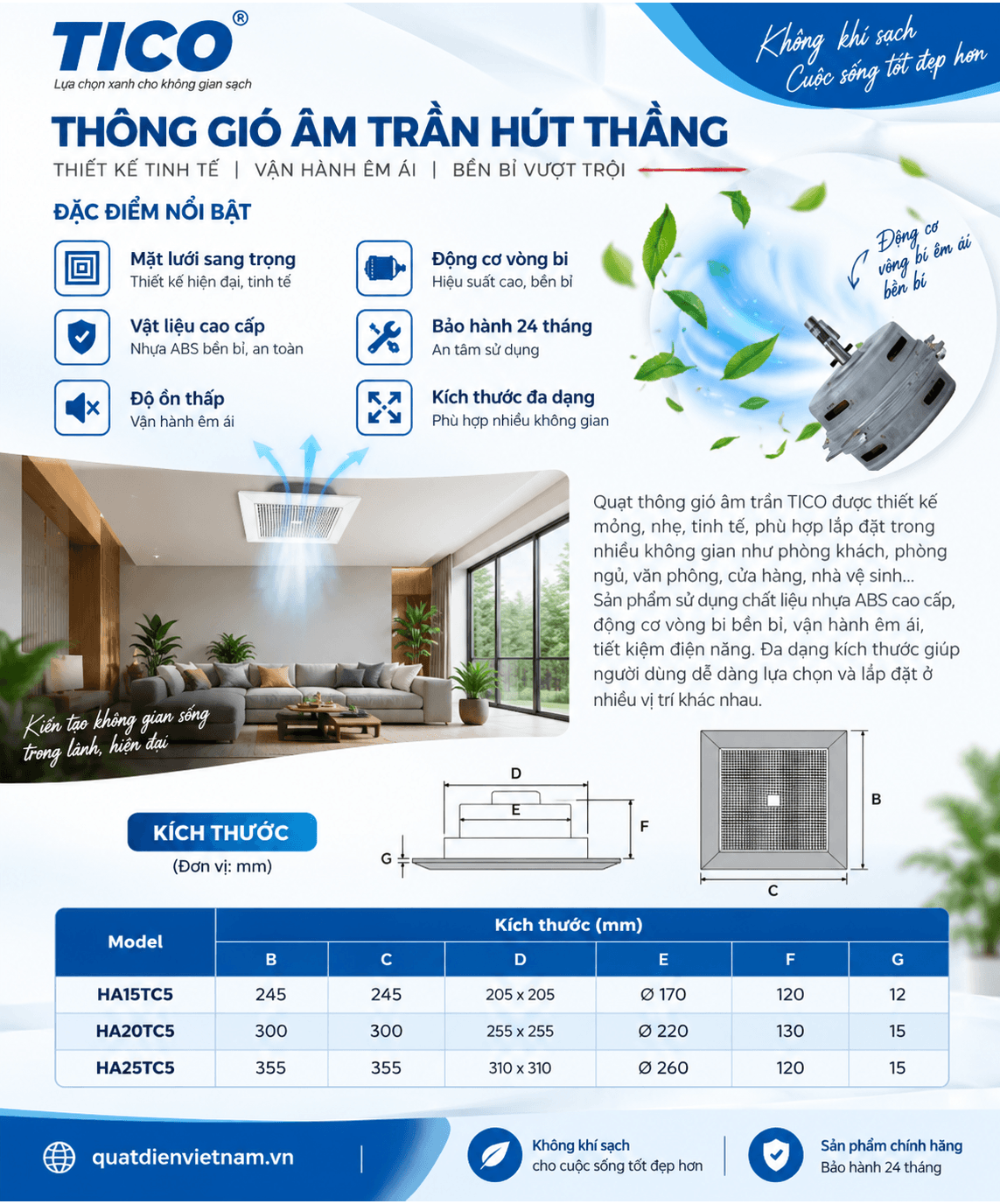 kich thuoc quat hut am tran thang tico