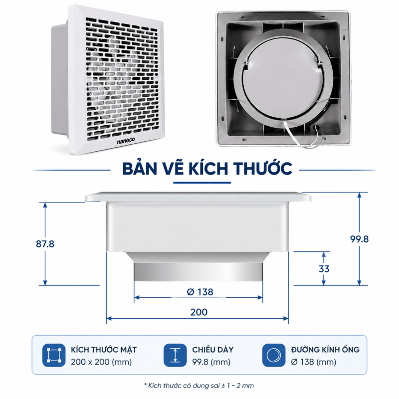kich thuoc quat hut am tran nanoco
