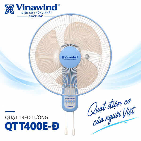 Quạt treo tường Vinawind QTT400E-Đ 50W cánh 40cm