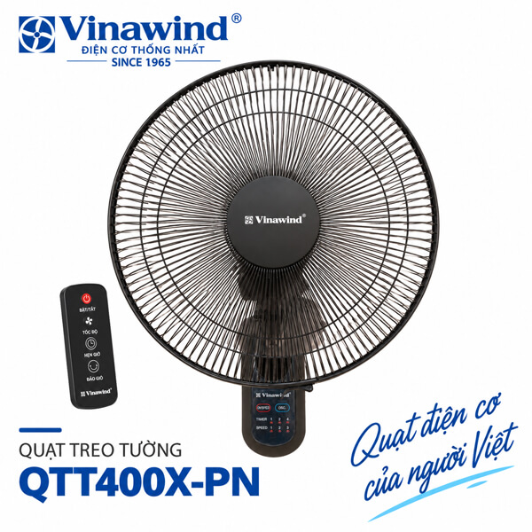 Quạt treo tường Vinawind QTT400X-PN điều khiển từ xa